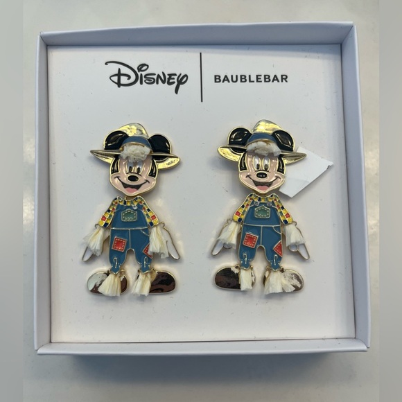 BaubleBar Disney Mickey Mouse Scarecrow Earrings, New in Box - Picture 1 of 3